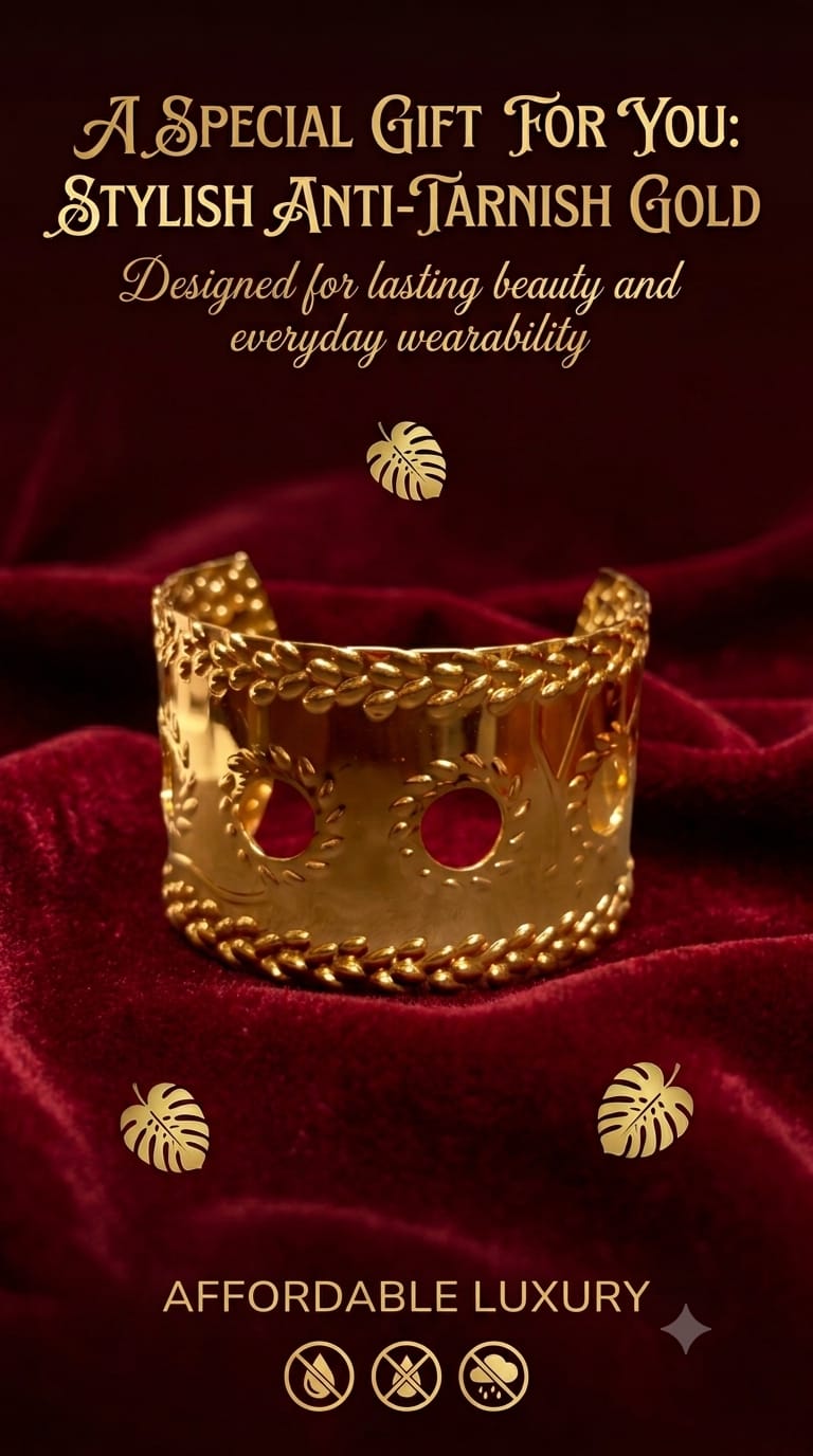 Gold-tone snake statement bangle with green accents