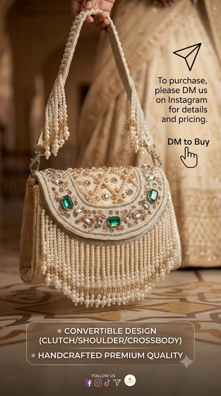 Pearl embellished convertible clutch bag